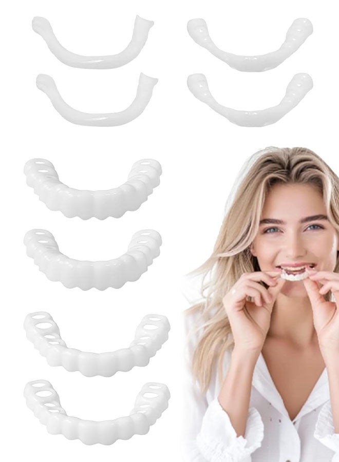 3 أزواج من أغطية الأسنان مع أسنان صناعية علوية وسفلية للأسنان المكسورة أو المفقودة، سهلة التركيب، تمنحك ابتسامة واثقة، أطقم أسنان صناعية للرجال، سهلة الاستخدام. - Image 1